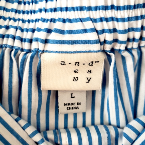 Blue and white striped midi skirt - Picture 4 of 4